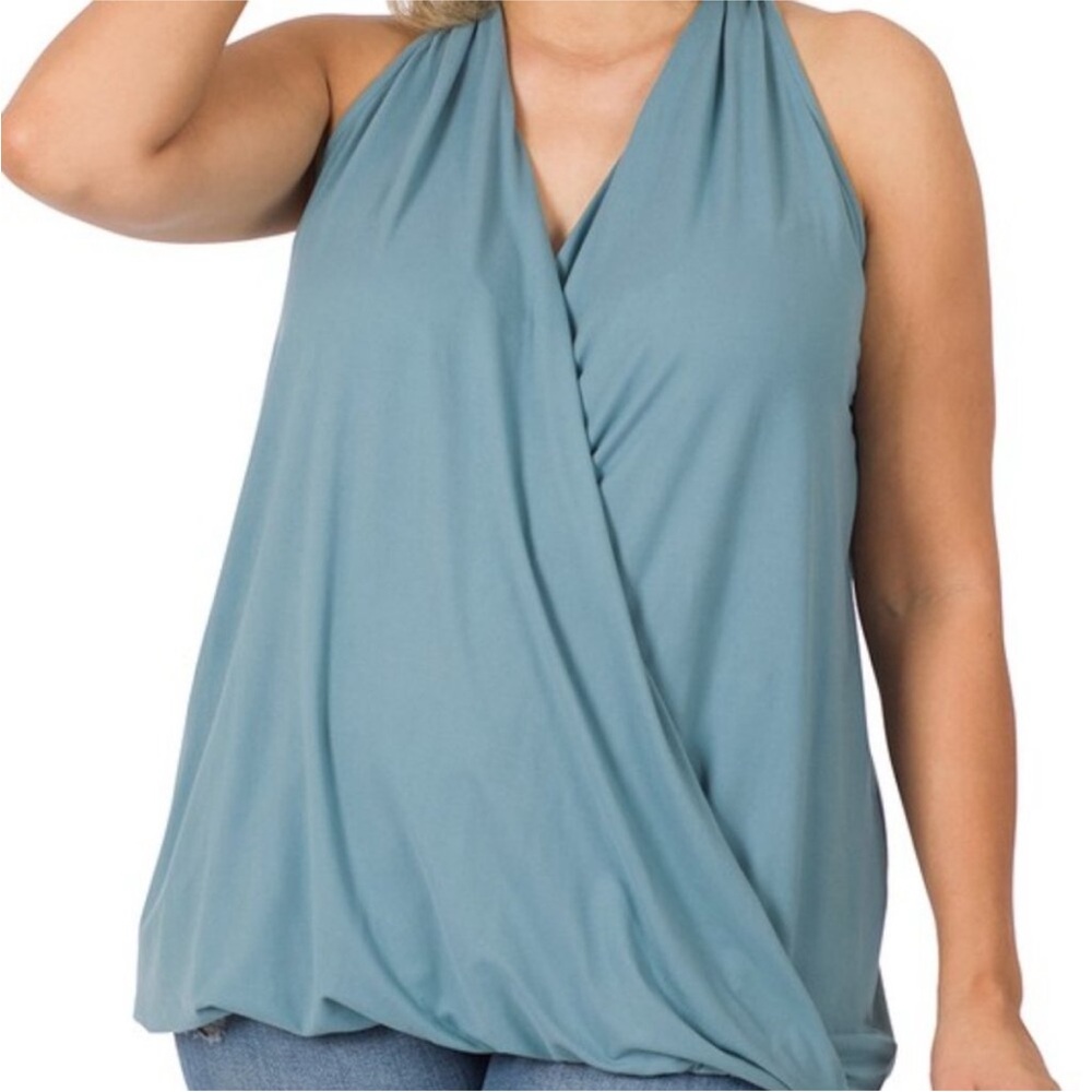 Zenana Outfitters Teal Wrap Tank Top